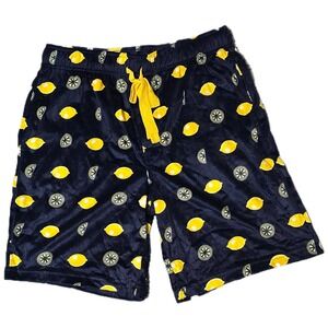 IZOD Mens Fleece Pajama Shorts Navy Blue Lemon Print Size Medium
(AI)